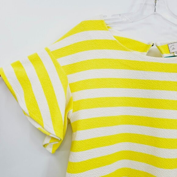 Postmark Ellie Top XS Yellow White Stripe Flutter Sleeve Scallop Bright Dopamine - Picture 3 of 10